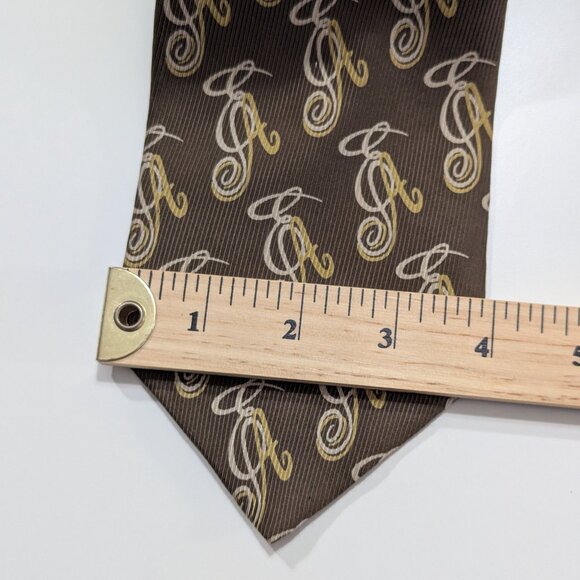 Emporio Armani Men’s Brown Necktie with repeated EA print, Made in Italy - Picture 4 of 9
